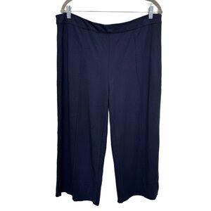 {J. Jill} "Wearever Collection" Navy Blue Wide Leg Pleats Gaucho Culotte Pants